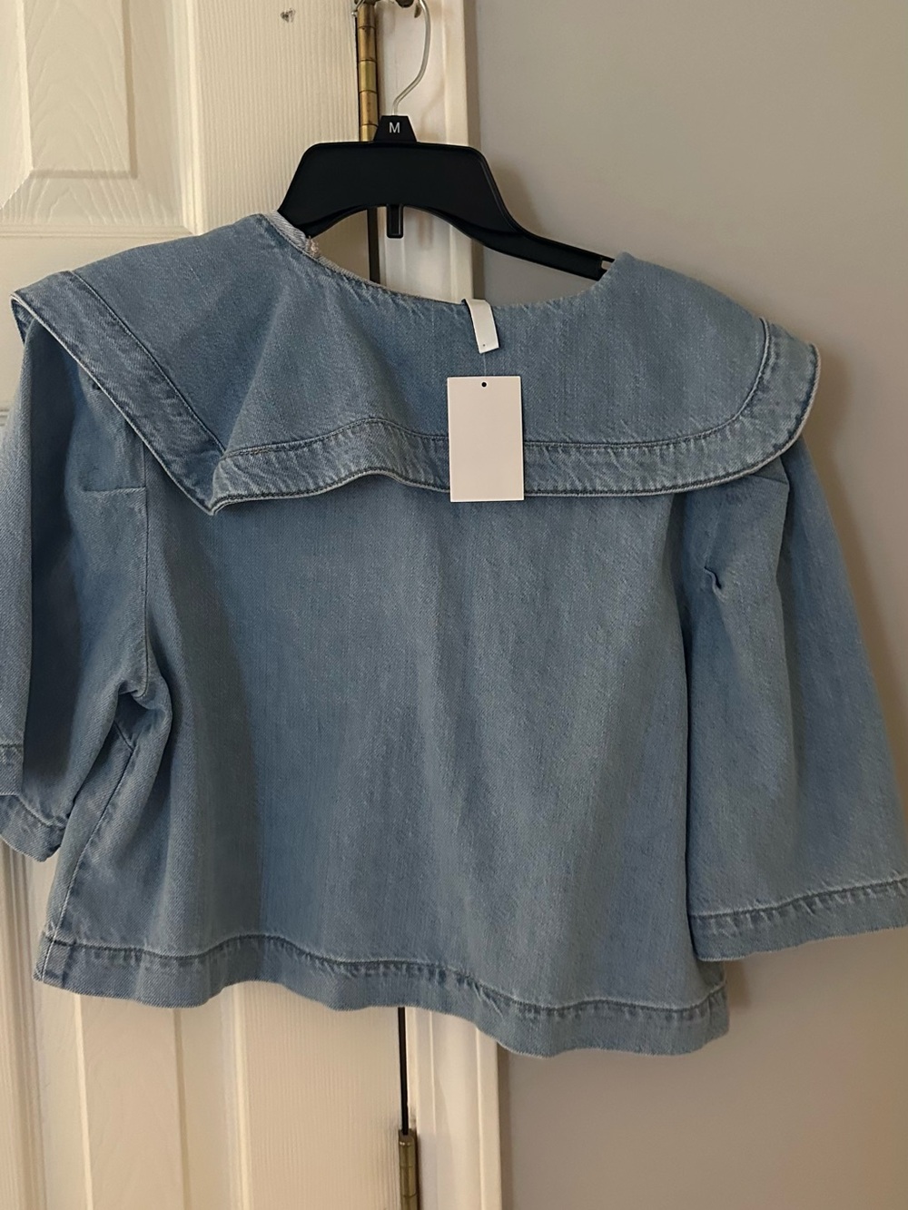 Light Blue Embroidered Collar Denim Jacket - Picture 4 of 4